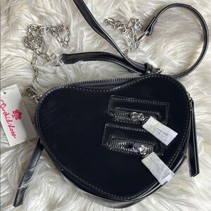 Black Crossbody Bag with Chain Link Strap